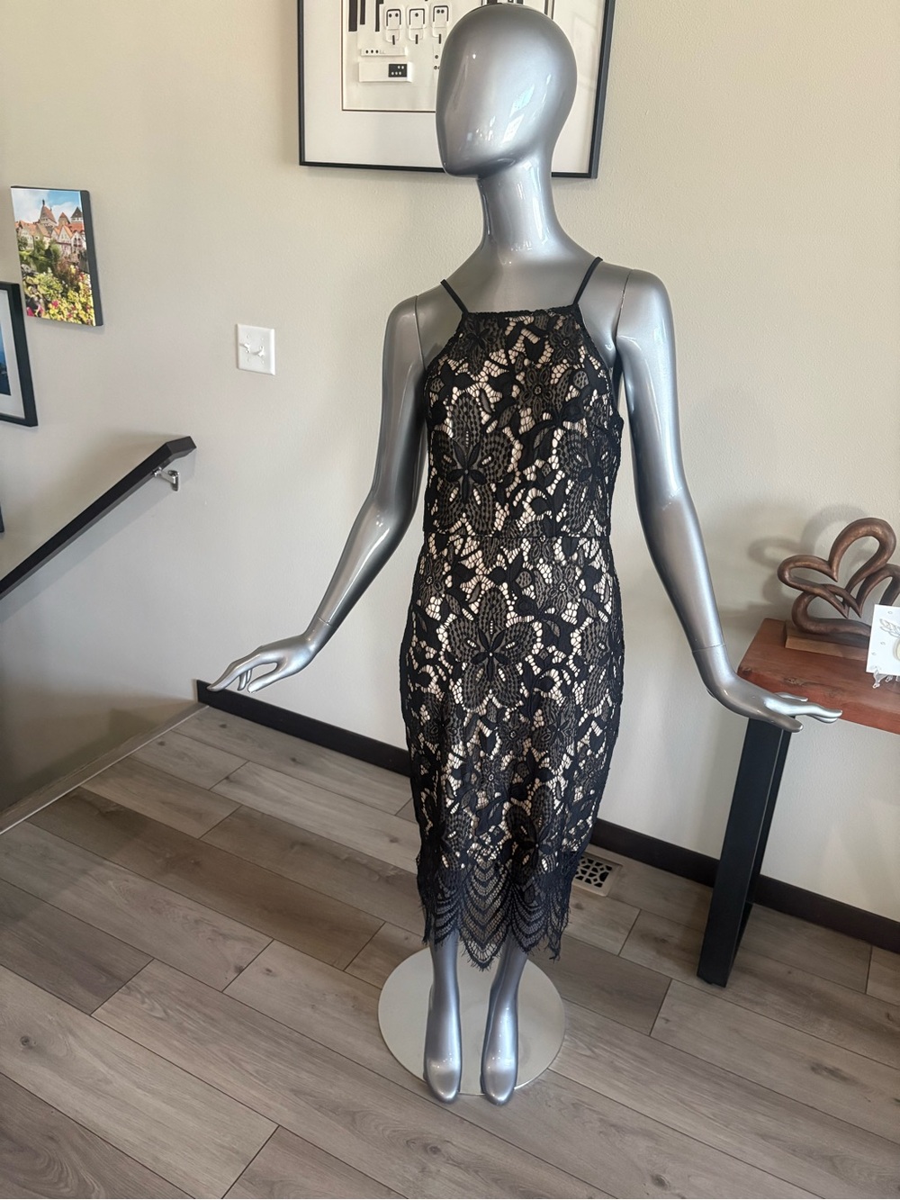 Forever 21 Black Lace Dress with Nude Lining